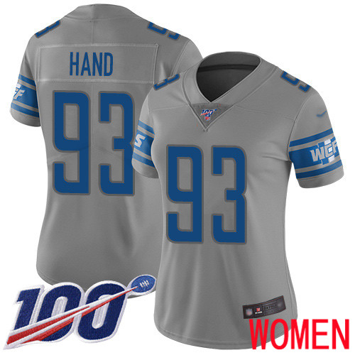 Detroit Lions Limited Gray Women Dahawn Hand Jersey NFL Football #93 100th Season Inverted Legend->women nfl jersey->Women Jersey
